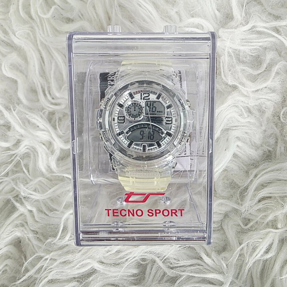 NIB Techno Sport Men's Digital Watch- Clear Color